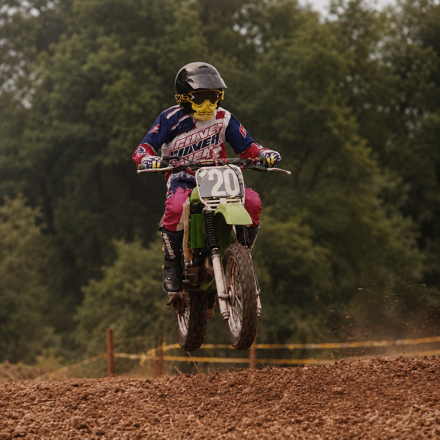 Motocross rider racing as a child