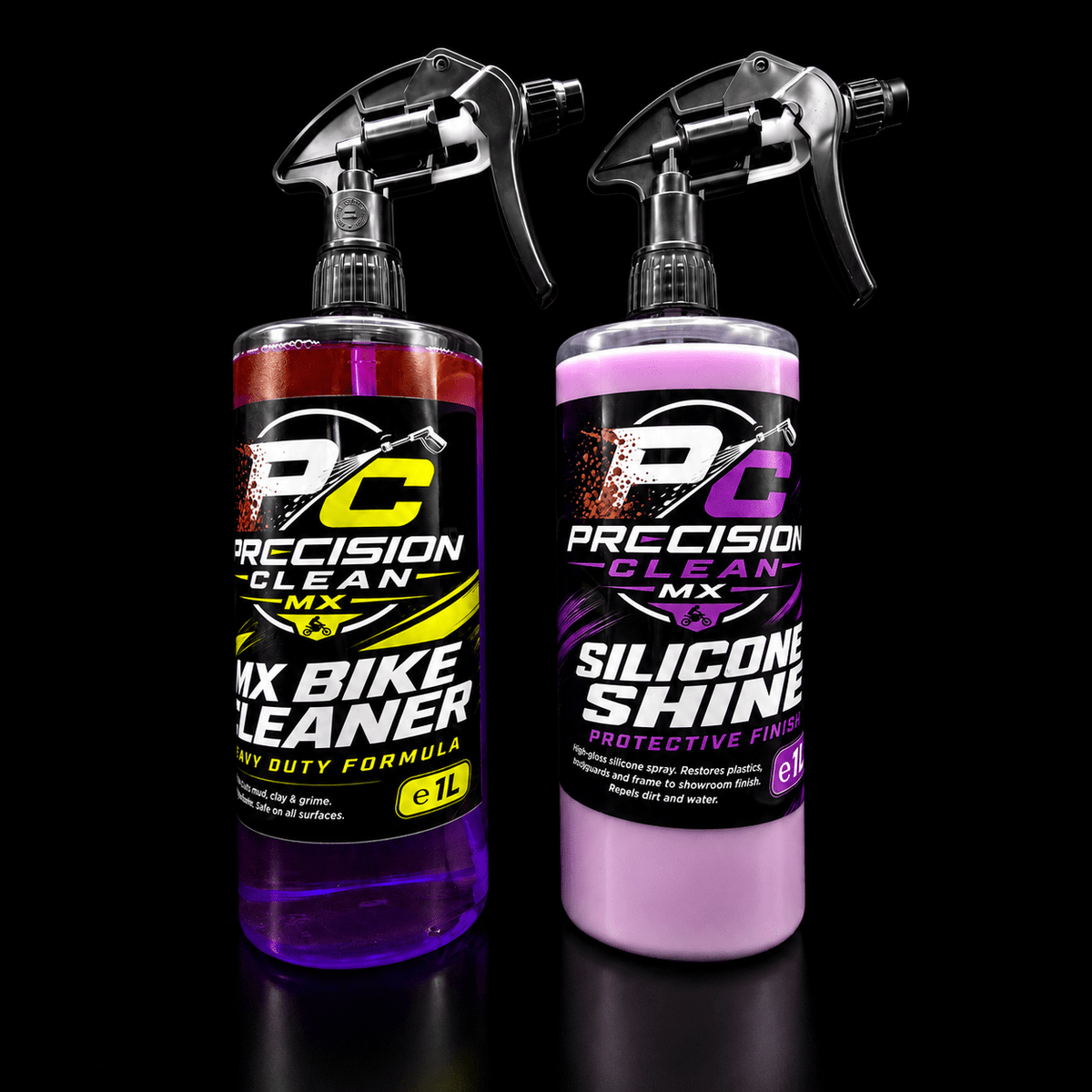 Precision Clean MX Quick Scrub Motocross Bike Cleaning Kit with 1L Bike Cleaner and Silicone Shine